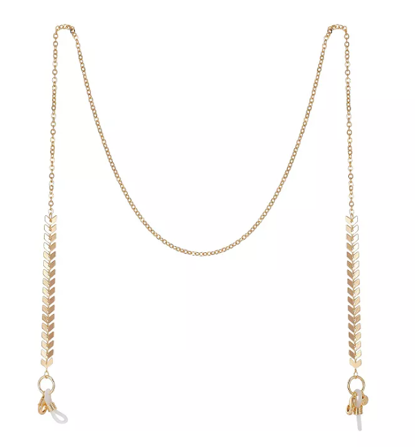 Unwritten Gold Flash Plated Leaf Design 27in Glasses or Face Mask Chain by Vanessa Jane