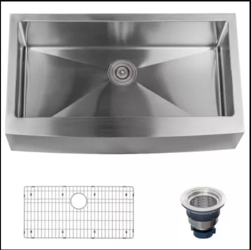 Miseno MSS3620F Farmhouse 36 Single Basin Stainless Steel Kitchen Sink by Vanessa Jane