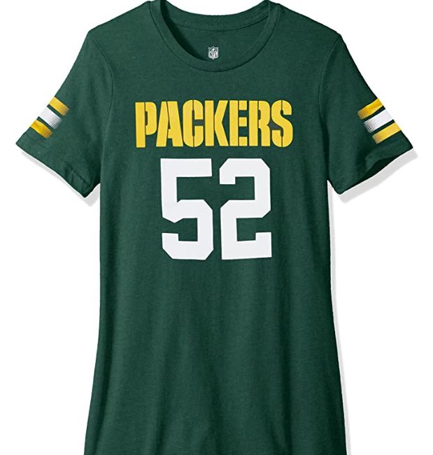 NFL Girls Clay Matthews Green Bay Packers Main Stripes V-Neck, Large/ 14 by Vanessa Jane