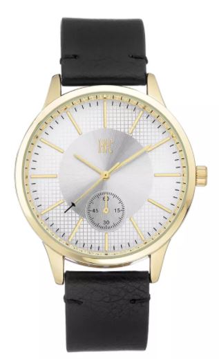 I.N.C. Mens Black Faux Leather Strap Watch 43mm by Vanessa Jane