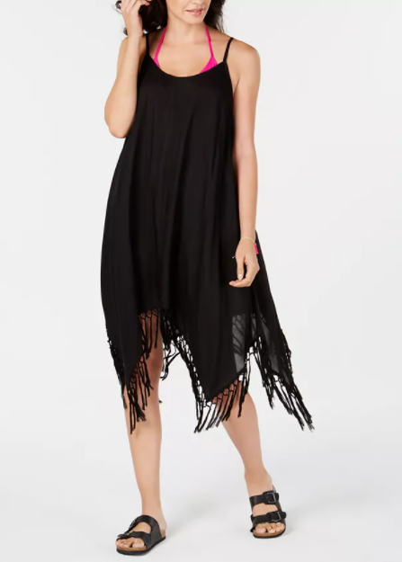 Raviya Solid Fringed Cover-up, Size Medium by Vanessa Jane