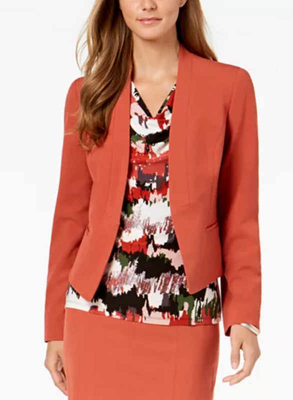Nine West Cinnamon Solid Kiss Front Jacket, Size 14 W by Vanessa Jane