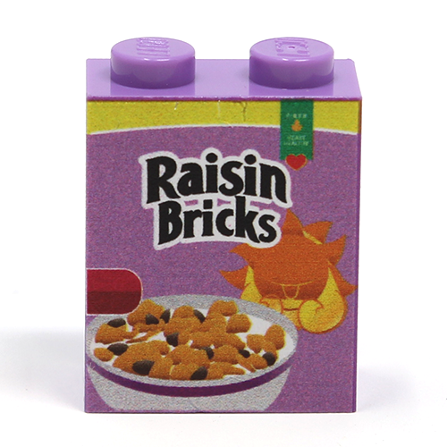 Raisin Bricks Cereal 1x2x2 Brick on real LEGO part - B3 Customs by B3 Customs