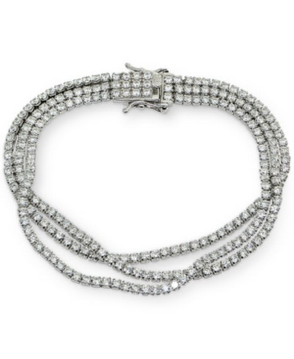 Rh Macy Cubic Zirconia Multi-Row Statement Bracelet in Sterling Silver by Vanessa Jane