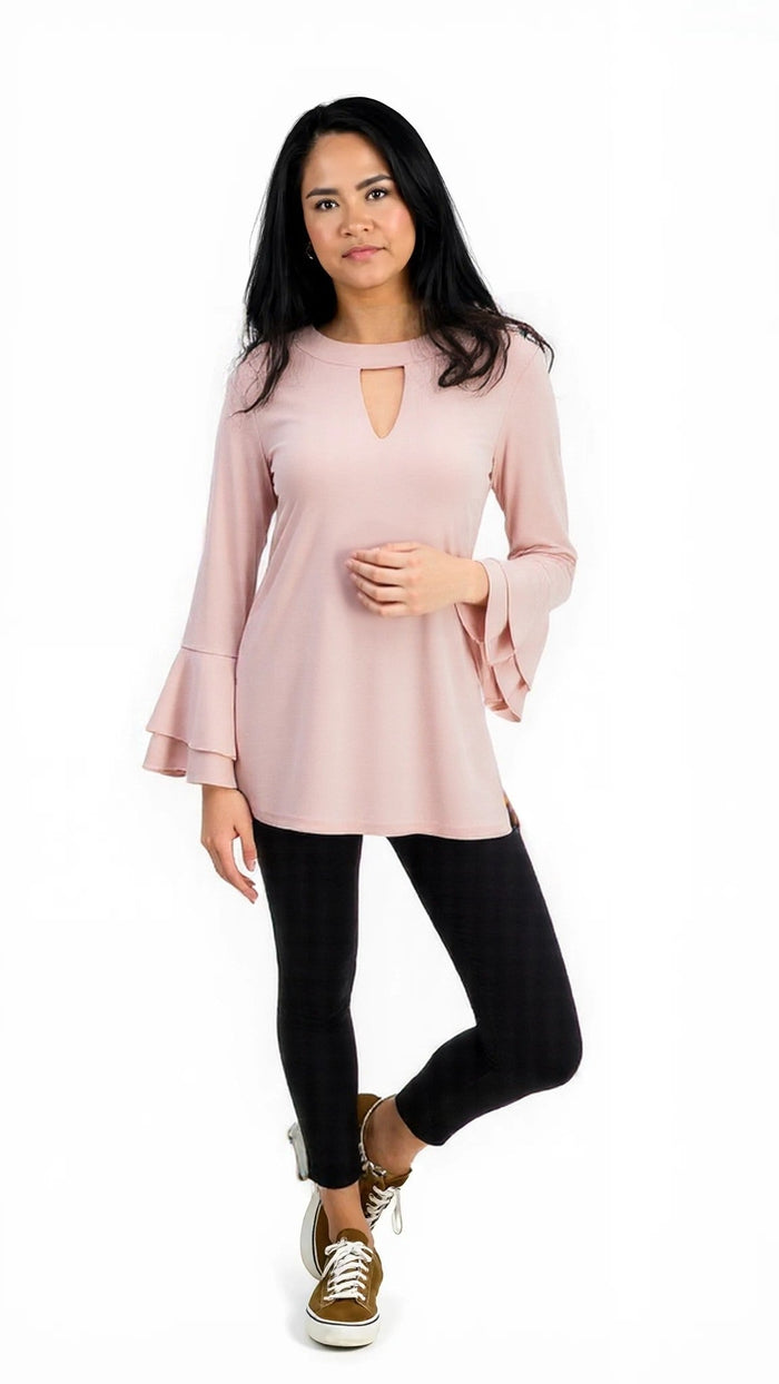 Charter Club Bell-Sleeve Keyhole Top, Size Small by Vanessa Jane