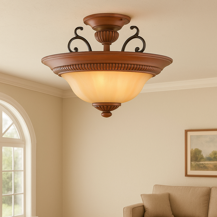 World Imports Elysia Collection 3-Light Antiqued Gold Flush Mount Light by Vanessa Jane