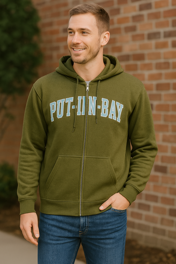 Coconut Creek Put-in-Bay Mens Ohio Zipped Hoodie, Size Medium by Vanessa Jane