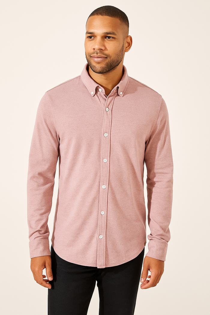 Threads 4 Thought Mens Mika Pique Button-Down Shirt in Heather Lilac, M by Vanessa Jane