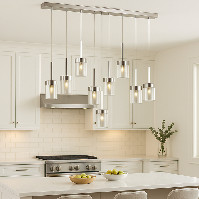 Trans Globe 9-Light Polished Chrome LED Island Pendant with Clear Glass by Vanessa Jane