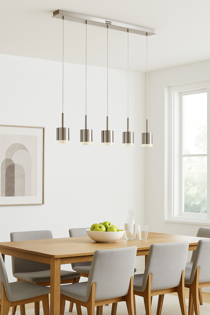 Trans Globe 5-Light Polished Chrome LED Island Pendant with Clear Glass by Vanessa Jane
