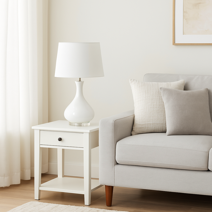 Hampton Bay White and Acrylic Tear Drop Accent Lamp Base by Vanessa Jane