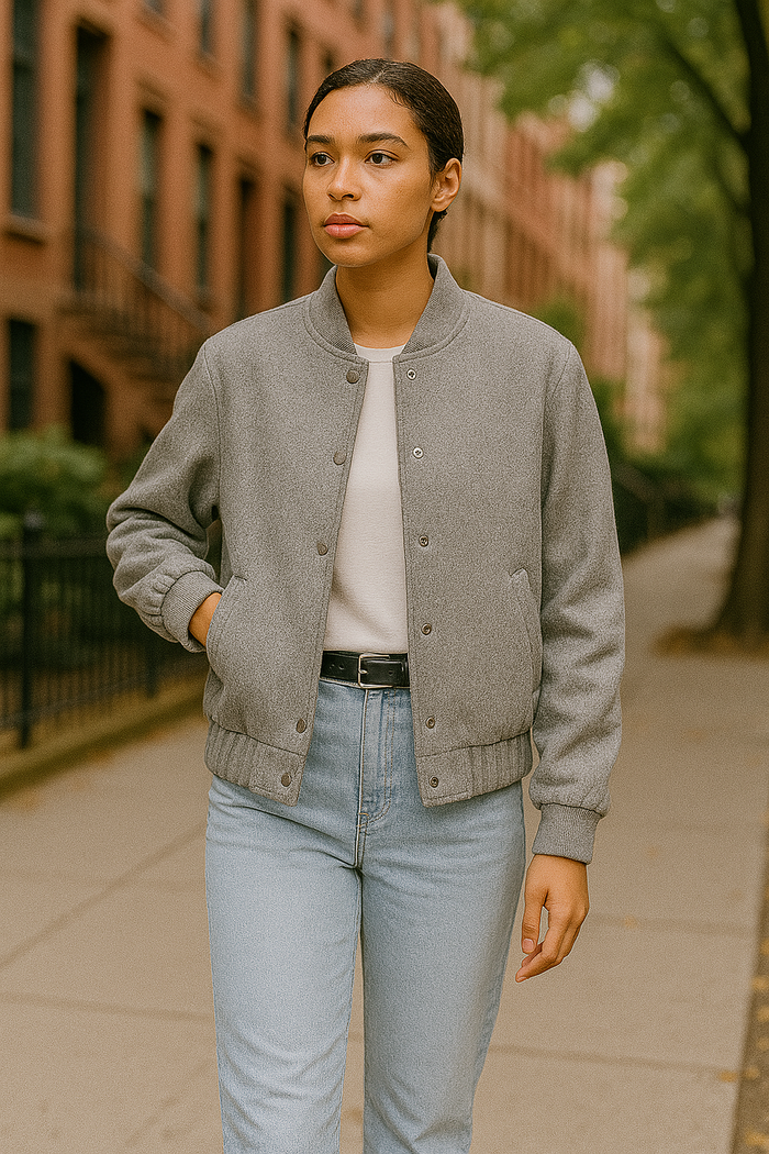 Endless Rose Oversized Felt Varsity Jacket by Vanessa Jane