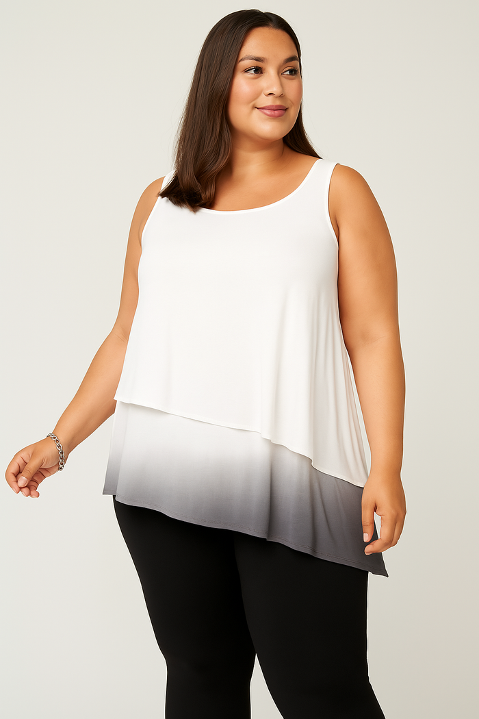 Joseph A 155603 Womens Asymmetric Dip Dye Tank Top by Vanessa Jane