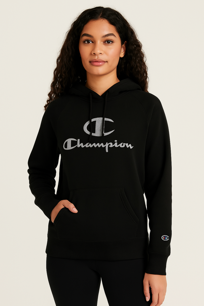 Champion Big Girls Glitter C Script Hoodie by Vanessa Jane