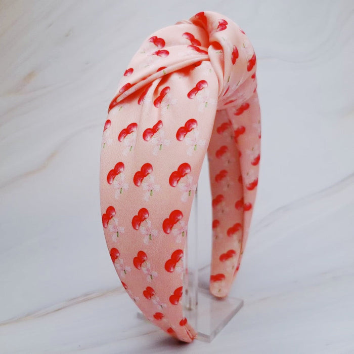 Cherries And Bows Satin Headband