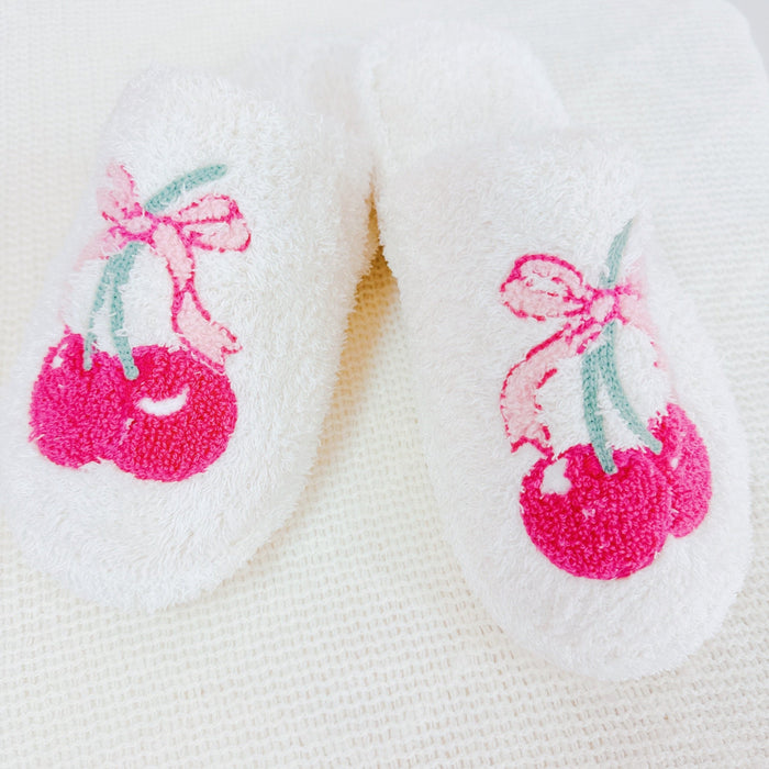 Cherry Bow Coziest Lounge Slippers