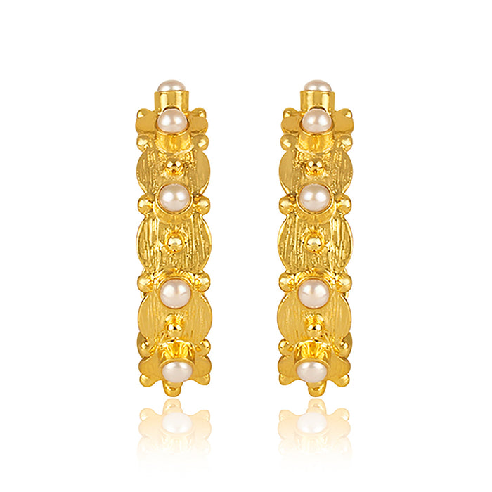 Honeysuckle Hoop Earrings - Pearl by Christina Greene