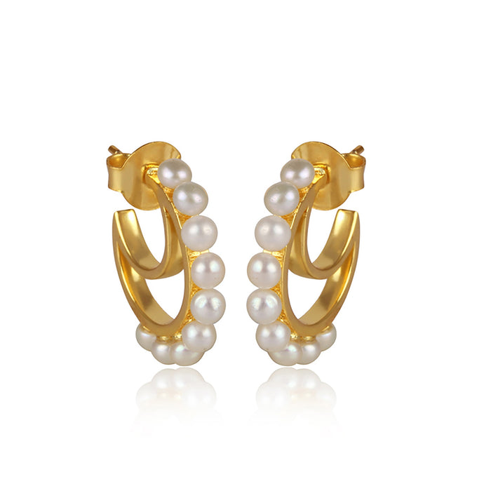 Luna Hoop Earrings - Pearl by Christina Greene