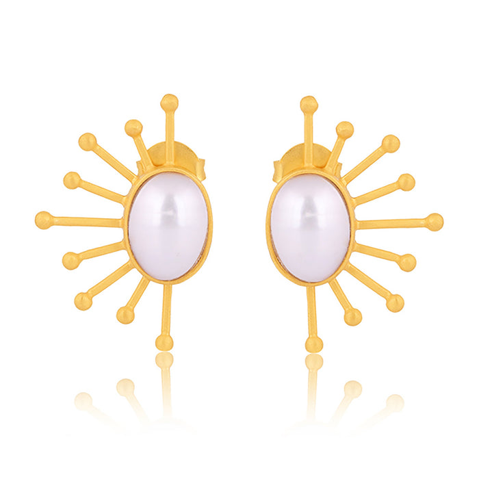 Ray of Sunshine Stud Earrings - Pearl by Christina Greene
