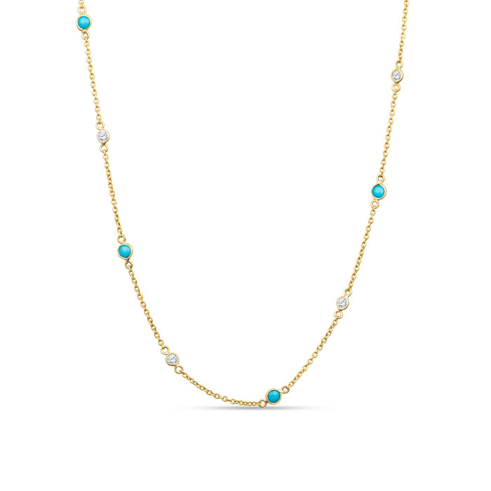 Olivia 14K Gold Dainty Necklace with White Diamonds by Christina Greene