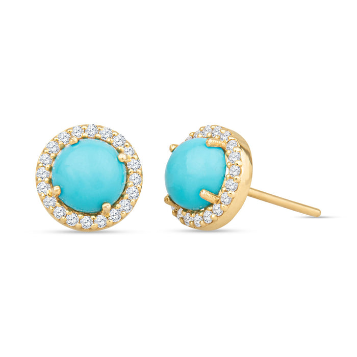 Reed 14K Gold Turquoise Stud Earrings with White Diamonds by Christina Greene
