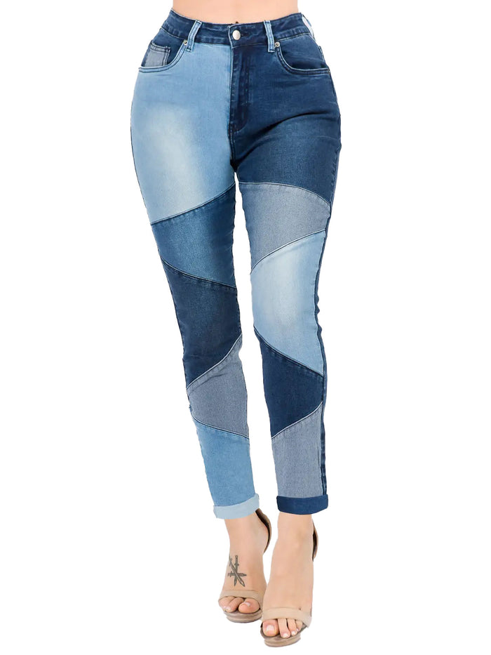 Color Block High Waist Skinny Jeans by The House of Stylez