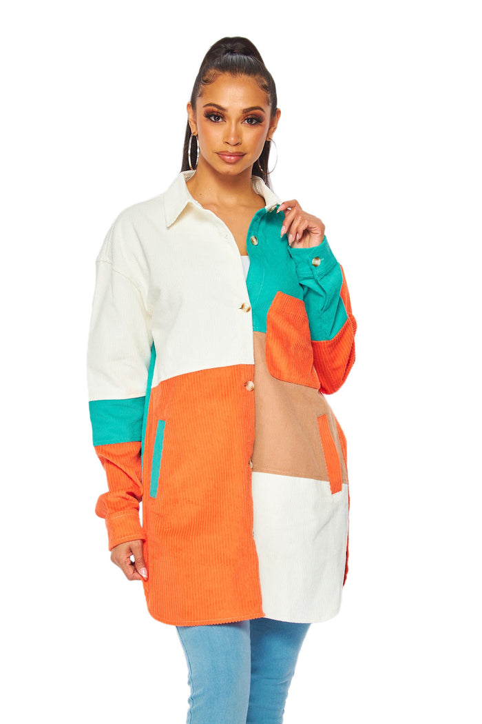 Color Block Shacket - Orange by The House of Stylez