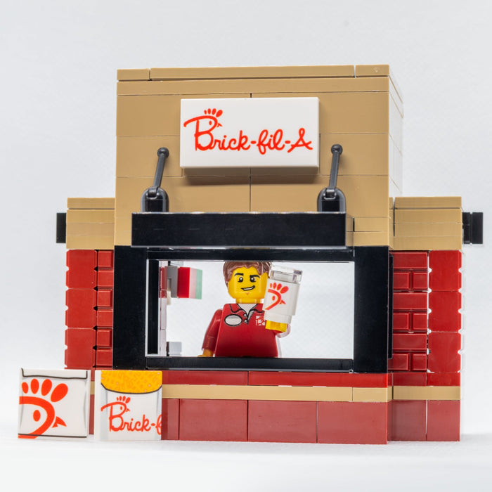 Brick-Fil-A Food Stand with Employee Minifig by B3 Customs