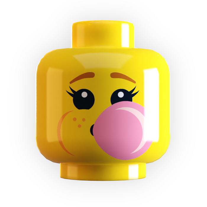 Girl Blowing Bubble Gum Minifig Head made using LEGO parts - B3 Customs by B3 Customs