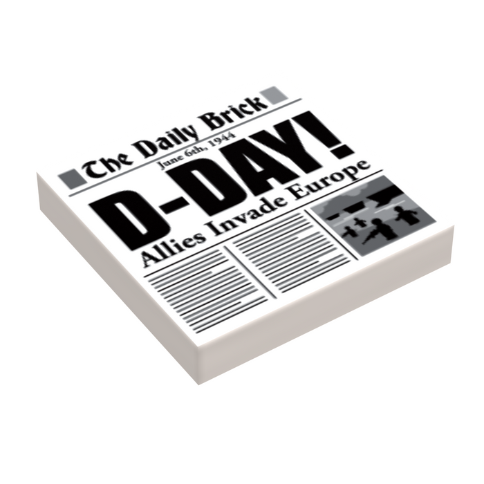 B3 Customs® D-Day WW2 Newspaper (2x2 Tile) by B3 Customs