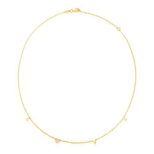 14k Two Tone Gold Love Necklace by Avera Group