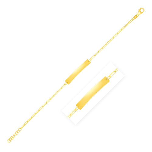 14k Yellow Gold 7 inch Paperclip Chain Bracelet with Bar (2.10 mm) by Avera Group