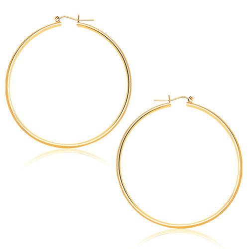 14k Yellow Gold Polished Hoop Earrings (1.5x45mm) by Avera Group