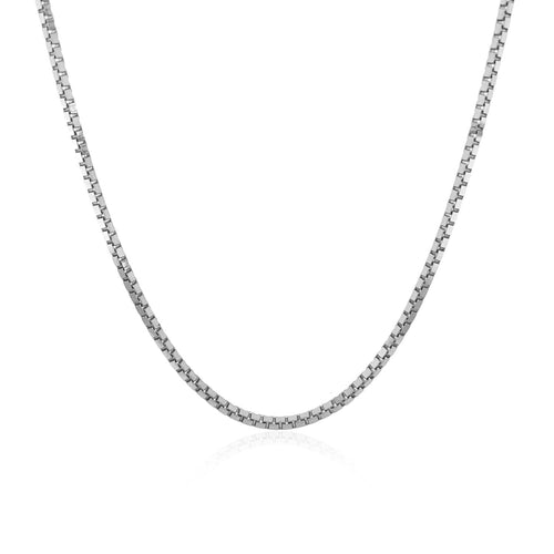 14k White Gold Classic Box Chain (1.4 mm) by Avera Group