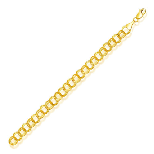 14k Yellow Gold Solid Double Link Charm Bracelet (7.00 mm) by Avera Group
