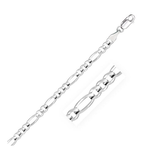 14k White Gold Solid Figaro Bracelet (4.50 mm) by Avera Group