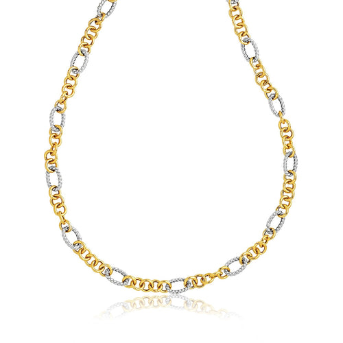 14k Two-Tone Round and Cable Style Link Necklace by Avera Group