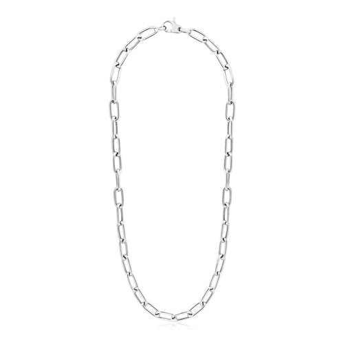 Sterling Silver Wide Paperclip Chain Necklace by Avera Group