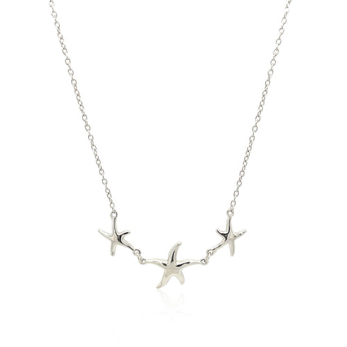 Sterling Silver Necklace with Three Starfish by Avera Group