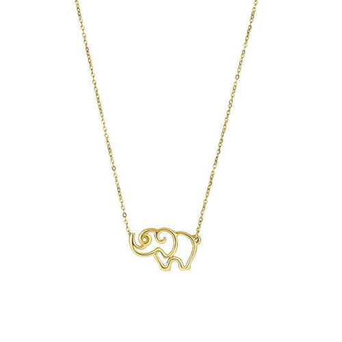 14k Yellow Gold Elephant Necklace by Avera Group
