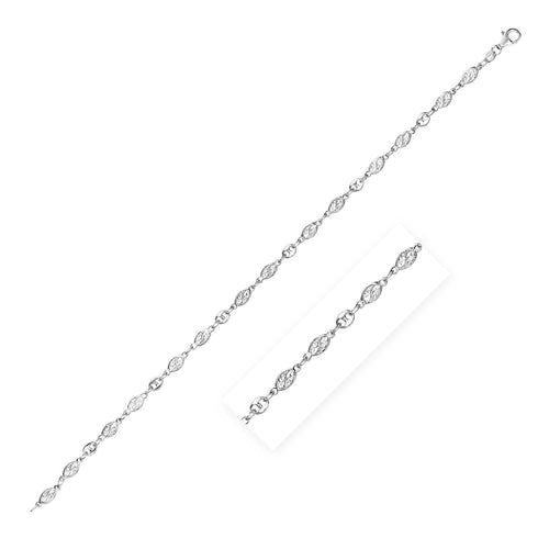 Sterling Silver Anklet with Marquise Leaf Motifs by Avera Group