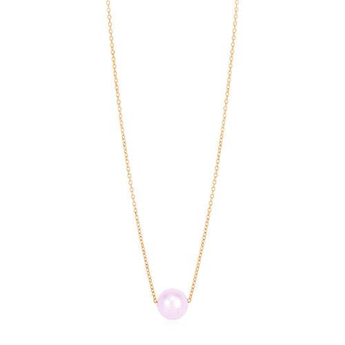 14k Rose Gold Pearl Solitaire Necklace by Avera Group
