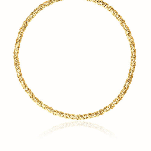 14k Yellow Gold Fancy Byzantine Chain Necklace by Avera Group