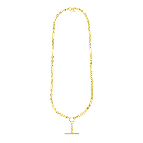 14k Yellow Gold Alternating Oval and Round Chain Necklace with Toggle by Avera Group