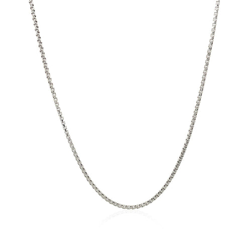 Sterling Silver Rhodium Plated Round Box Chain (1.30 mm) by Avera Group