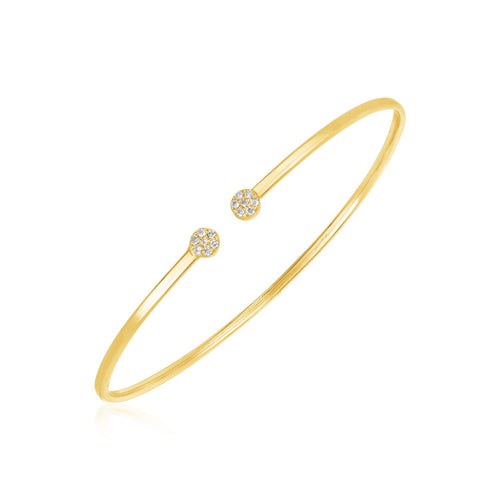 14k Yellow Gold High Polish Diamond Cluster Bangle (2.00 mm) by Avera Group
