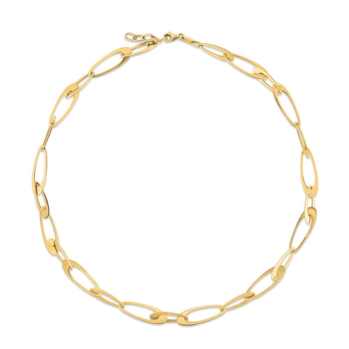 14K Yellow Gold Italian Oval Links Necklace by Avera Group