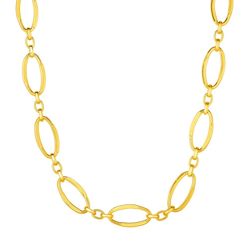 14k Yellow Gold Necklace with Polished Oval Links by Avera Group
