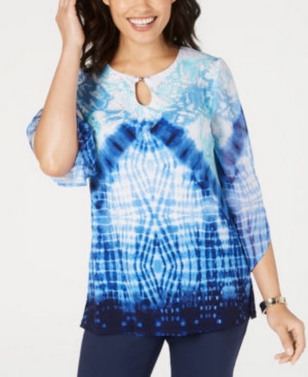 Jm Collection Tie-Dyed Tunic, Size Petite Medium by Vanessa Jane
