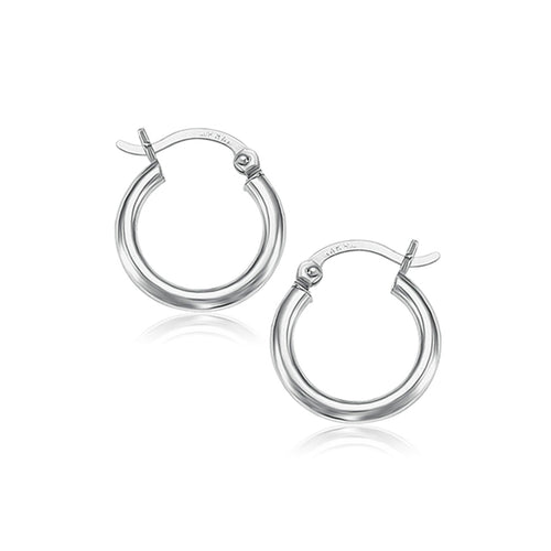 10k White Gold Polished Hoop Earrings (2x15 mm) by Avera Group